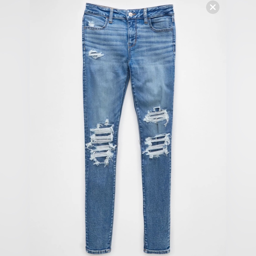 American Eagle Outfitters Ripped Blue Skinny Jeans